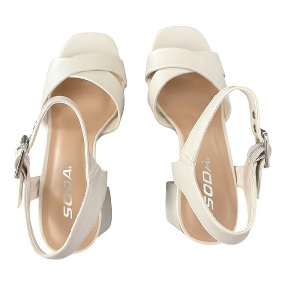 Soda Leila Bone PU Ivory Platform Shoes with Chunky Sole Women’s Size 6 Medium - Picture 8 of 15